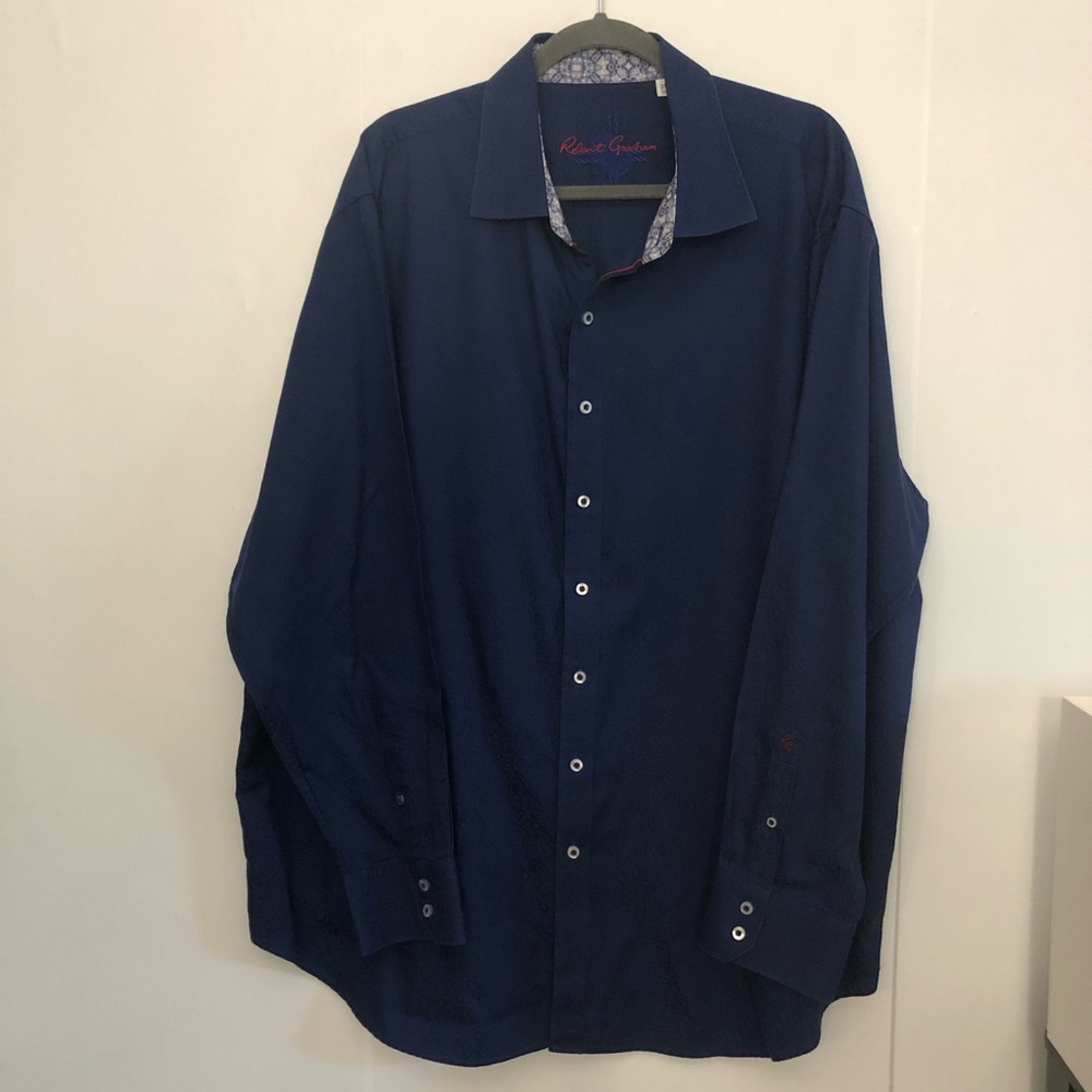 Robert Graham Windsor Navy Tonal Paisley Print Long Sleeve Shirt